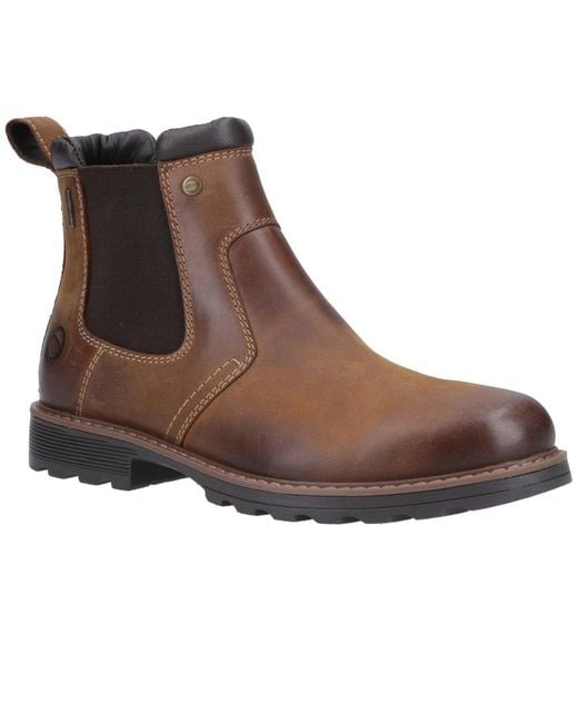 Cotswold Brown Chunky Leather Chelsea Boots for men
