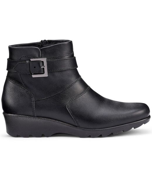 Hotter Black Foxton Low Wedge Boots