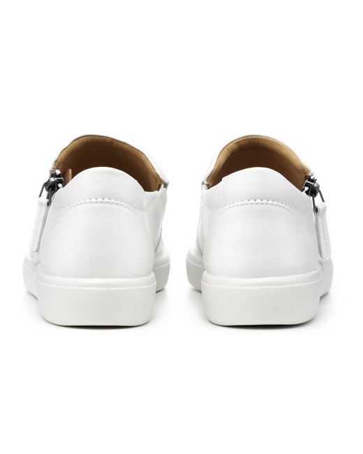 Hotter White Daisy Casual Slip On Shoes