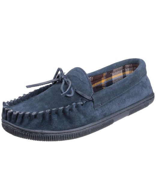 Cotswold Blue Alberta Moccasin Slippers for men