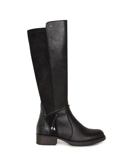 Rieker Black Virginia Knee High Boots Lea/Stretch