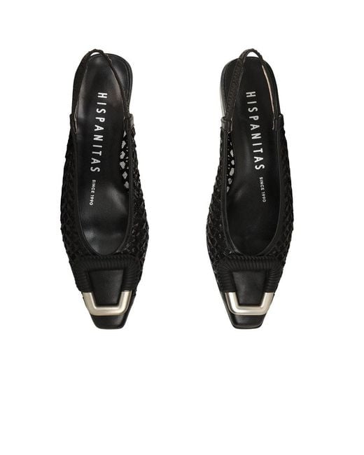 Hispanitas Black Azucena Low Heeled Slingbacks