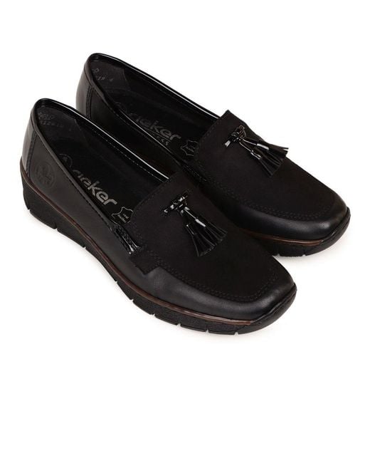 Rieker Black Grade Tassel Loafers