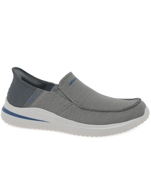 Skechers Gray Delson Cabrino Slip In Shoes for men