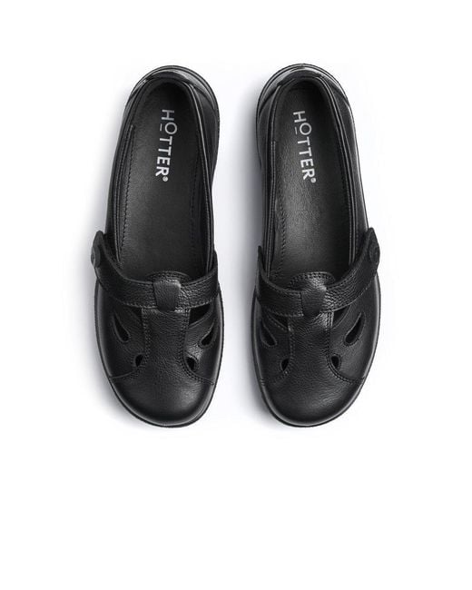 Hotter Black Nirvana T-Bar Casual Shoes