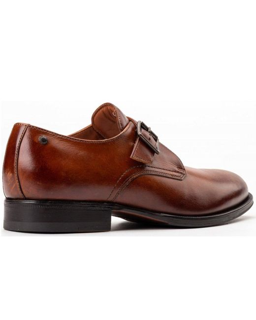 Base London Brown Faraday Single Monk Shoes for men