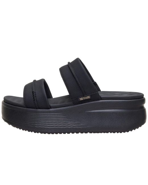 HeyDude Black Austin Slide Calssic Wedge Sandals