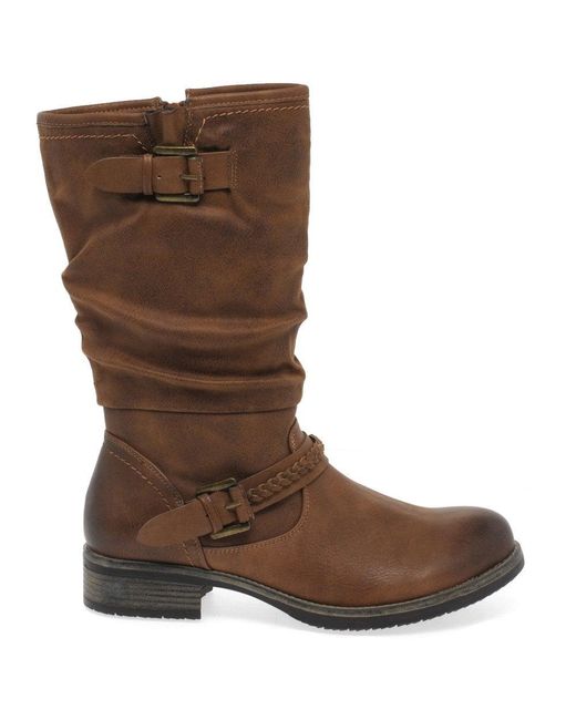 Rieker Brown Estella Calf Length Slouch Boots