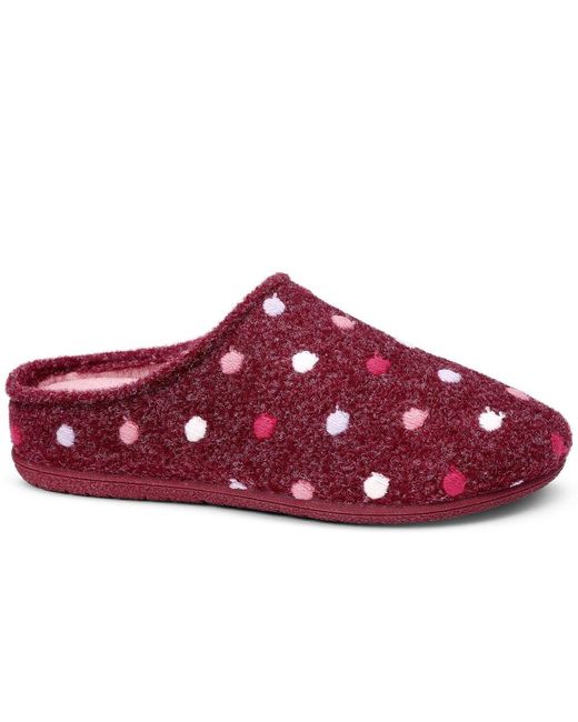 Hotter Red Dotty Slippers