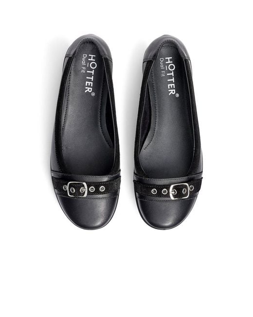 Hotter Black Sparrow Flat Pumps