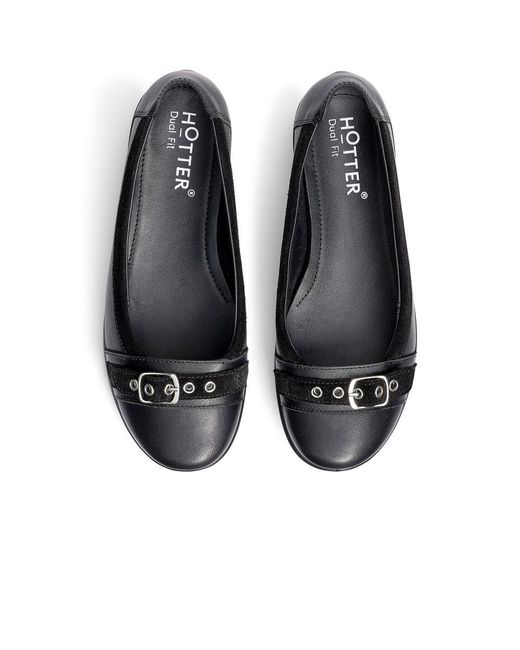 Hotter Black Sparrow Flat Pumps