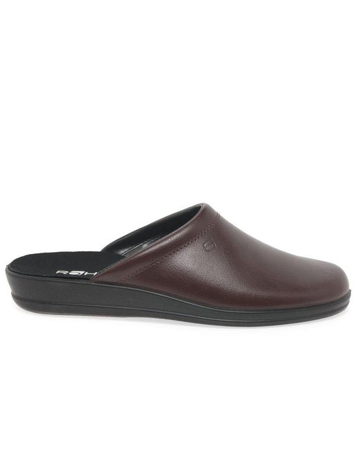 Rohde Brown Mule Leather Slip On Slippers for men