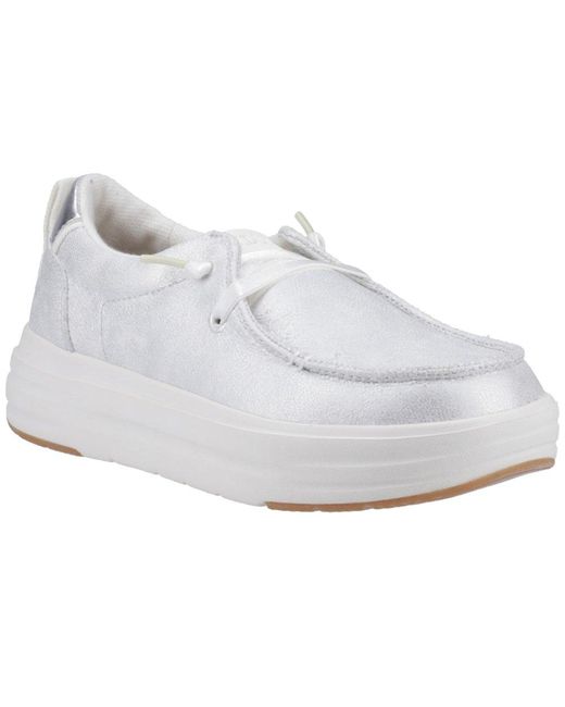 HeyDude White Wendy Nova Shimmer Trainers