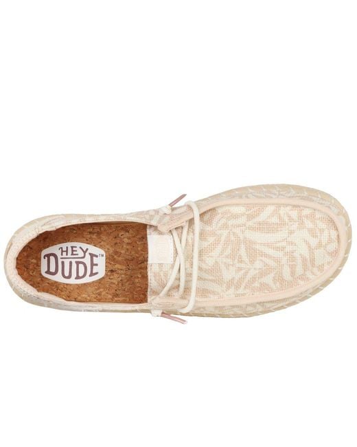 HeyDude Natural Wendy Esp Retro Palm Canvas Shoes