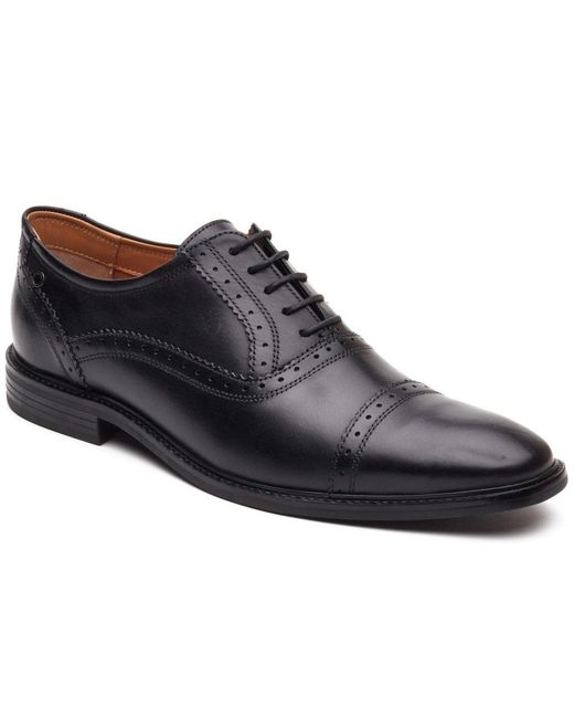 Base London Black Ascot Toe Cap Oxford Shoes for men