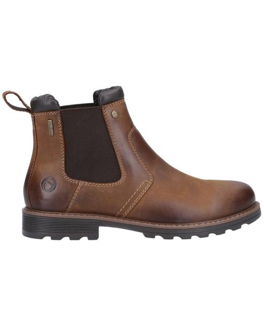 Cotswold Brown Chunky Leather Chelsea Boots for men