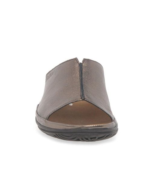 Gabor Brown Idol Leather Wide Fit Mules