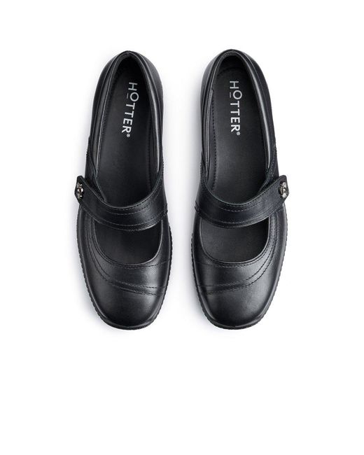 Hotter Black Charity Mary Jane Shoes