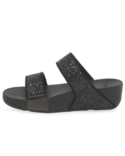 Fitflop Black Fitflop Lulu Glitter Slide Sandals