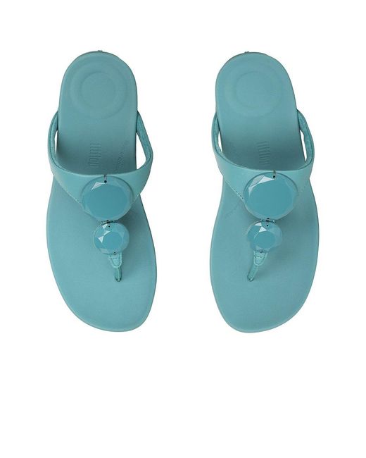 Fitflop Blue Solay Glossy Disc Toe Post Sandals