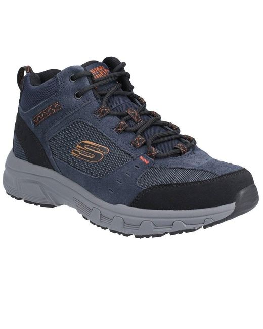 Skechers Oak Canyon-ironhide Mid-top Lace Up Outdoor Shoe Men's Walking Boots In Blue for men