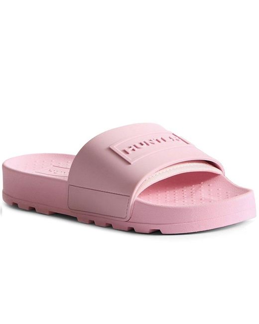 Hunter Pink Core Embossed Slider Sandals
