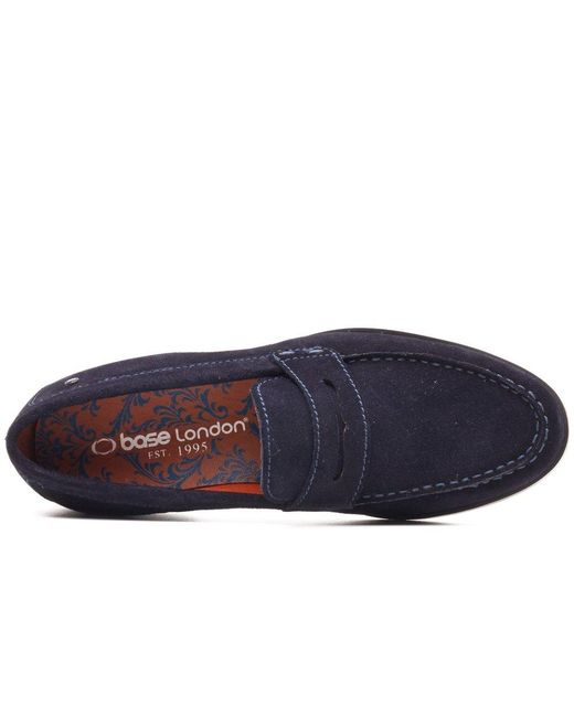 Base London Blue Slate Penny Loafers for men