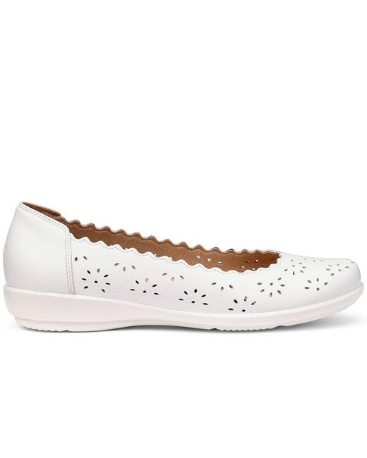 Hotter White Eider Ballet Pumps