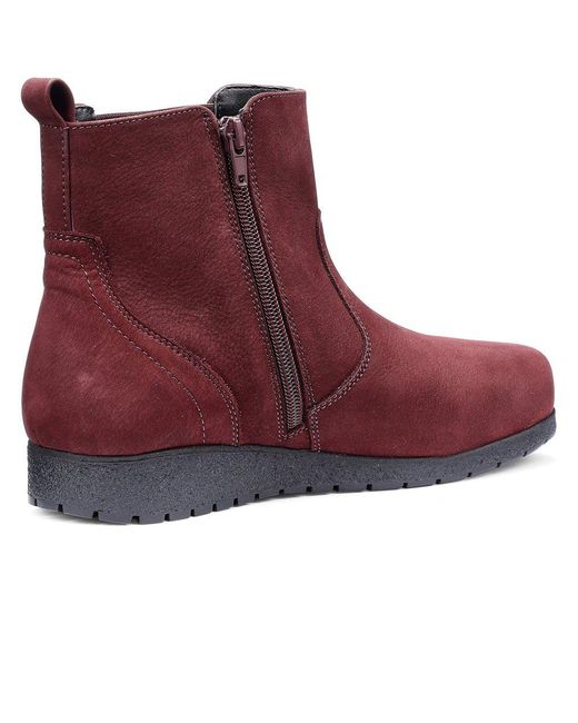 Hotter Red Exeter Low Wedge Boots
