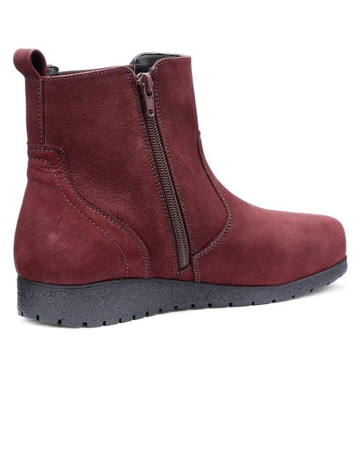 Hotter Red Exeter Low Wedge Boots