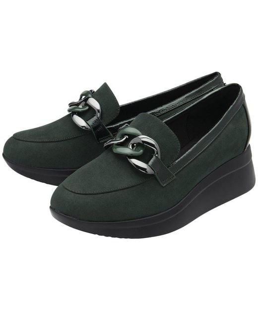 Lotus Black Georgette Wedge Loafers