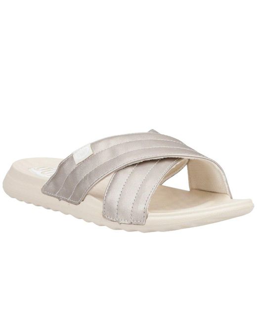 HeyDude Pink Christi Slide Distressed Sandals