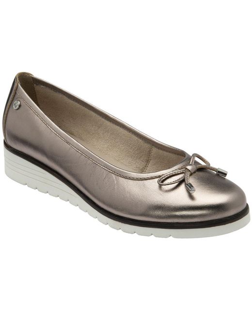 Lotus Gray Fernanda Low Wedge Ballerina Pumps