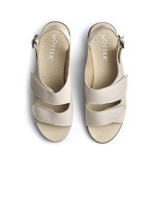 Hotter White Easy Ii Extra Wide Wedge Sandals