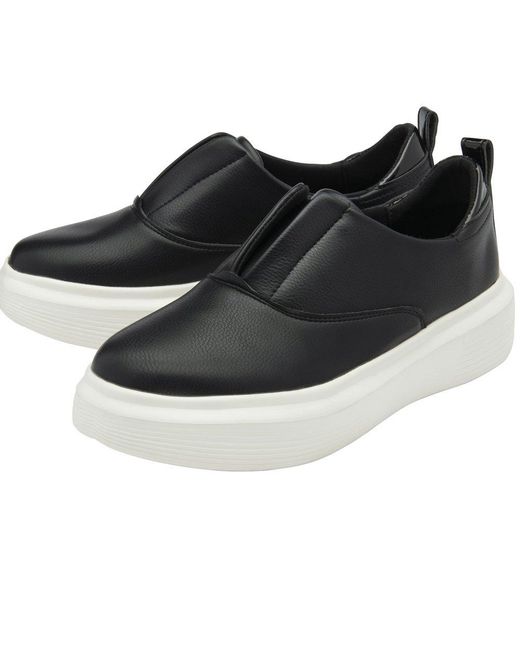 Lotus Black Chunky Sole Slip-On Sneakers