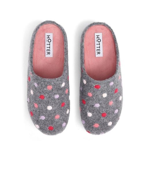 Hotter Gray Dotty Slippers