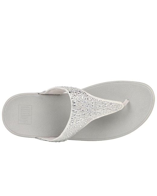 Fitflop Gray Fitflop Lulu Crystal Mix Toe Post Sandals
