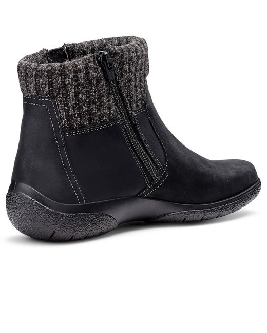 Hotter Black Malham Wide Fit Ankle Boots