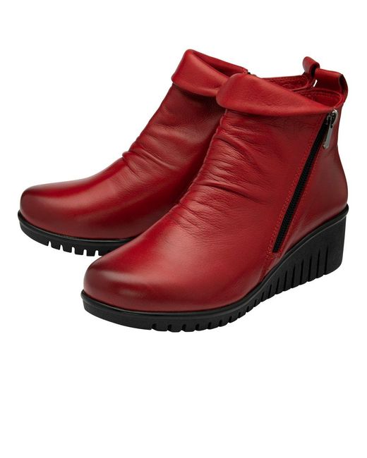 Lotus Red Cordelia Wedge Ankle Boots
