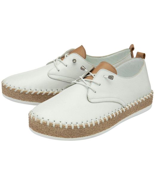 Lotus White Marlie Lace Up Shoes