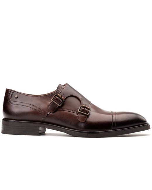 Base London Brown Taper Monk Shoes for men