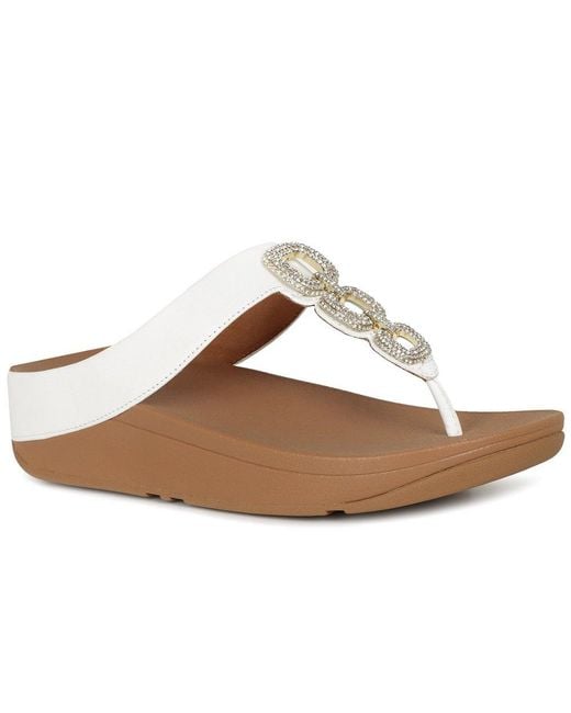 Fitflop Brown Fino Crystal Chain Toe Post Sandals