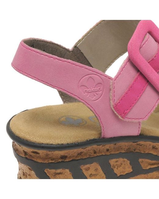 Rieker Pink Gift Wedge Heel Sandals