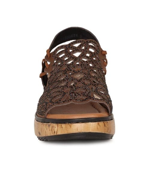 Rieker Brown Venezuela Wedge Heel Sandals