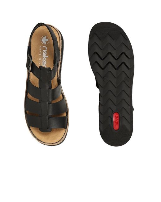 Rieker Black Costa Rica Wedge Heel Sandals