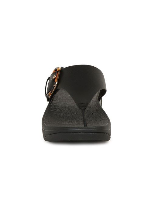 Fitflop Black Lulu Resin Buckle Toe Post Sandals