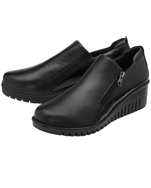 Lotus Black Altan Low Wedge Shoes