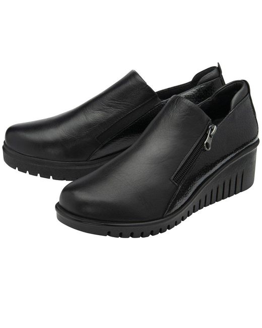 Lotus Black Altan Low Wedge Shoes