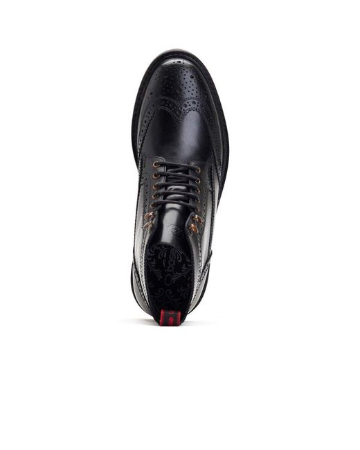 Base London Black Dealer Brogue Boots for men