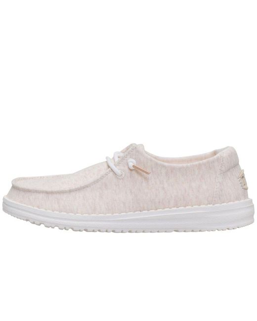 HeyDude White Wendy Stretch Slip On Shoes
